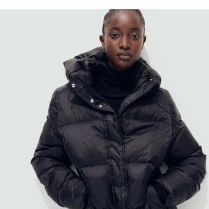 H&M Black Quilted Puffer Jacket with Hood